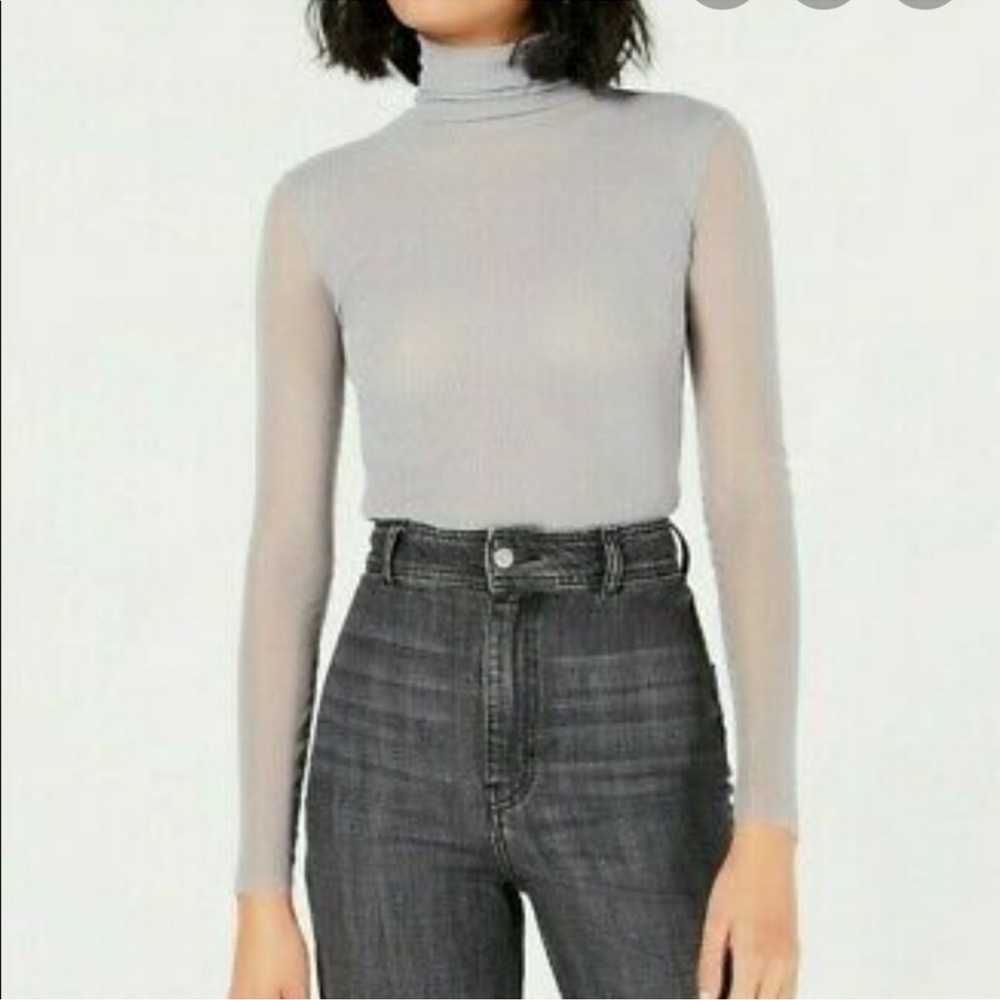 Intimately Free People Mesh Gray Silver Double Layered Shirt LIKE NEW